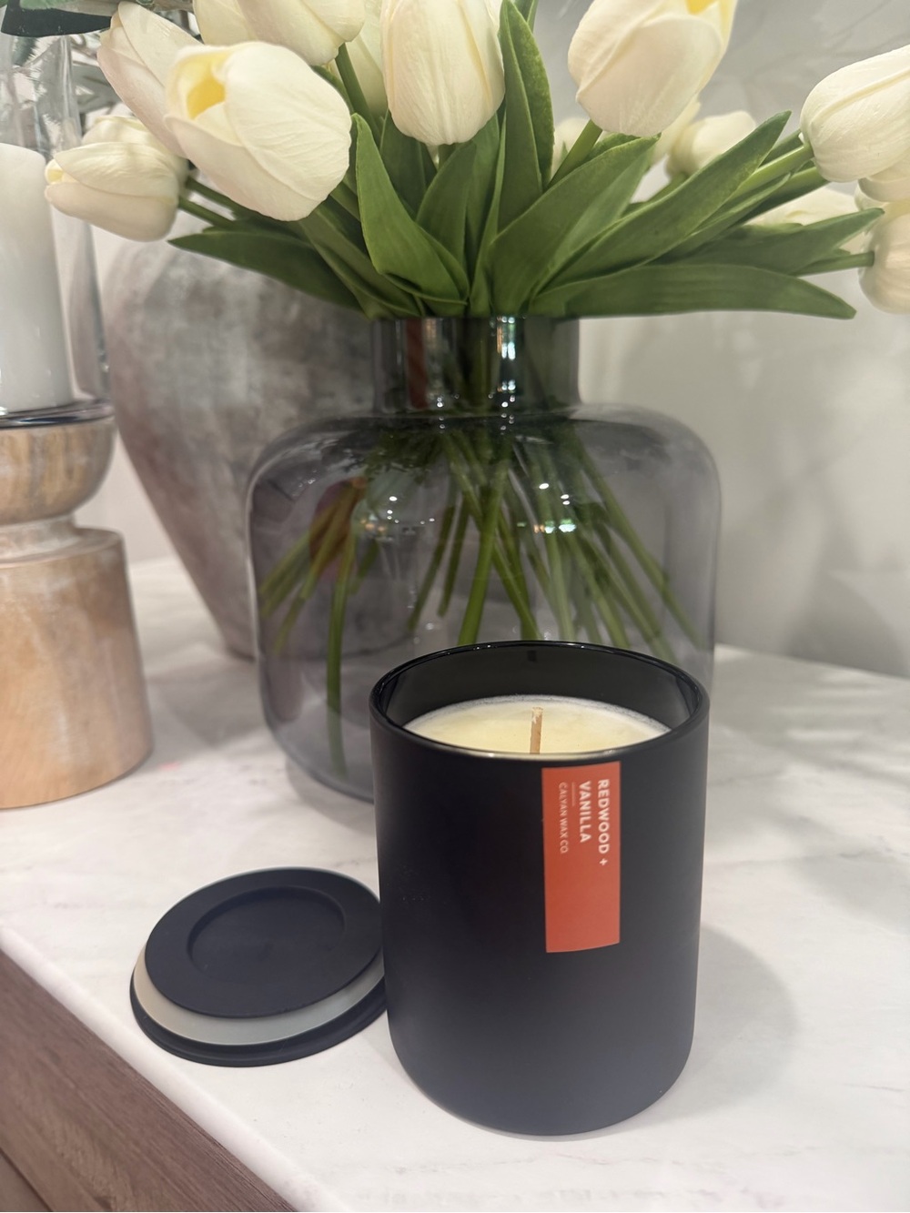 Caylan Wax Co REDWOOD + VANILLA MATTE BLACK TUMBLER SOY CANDLE